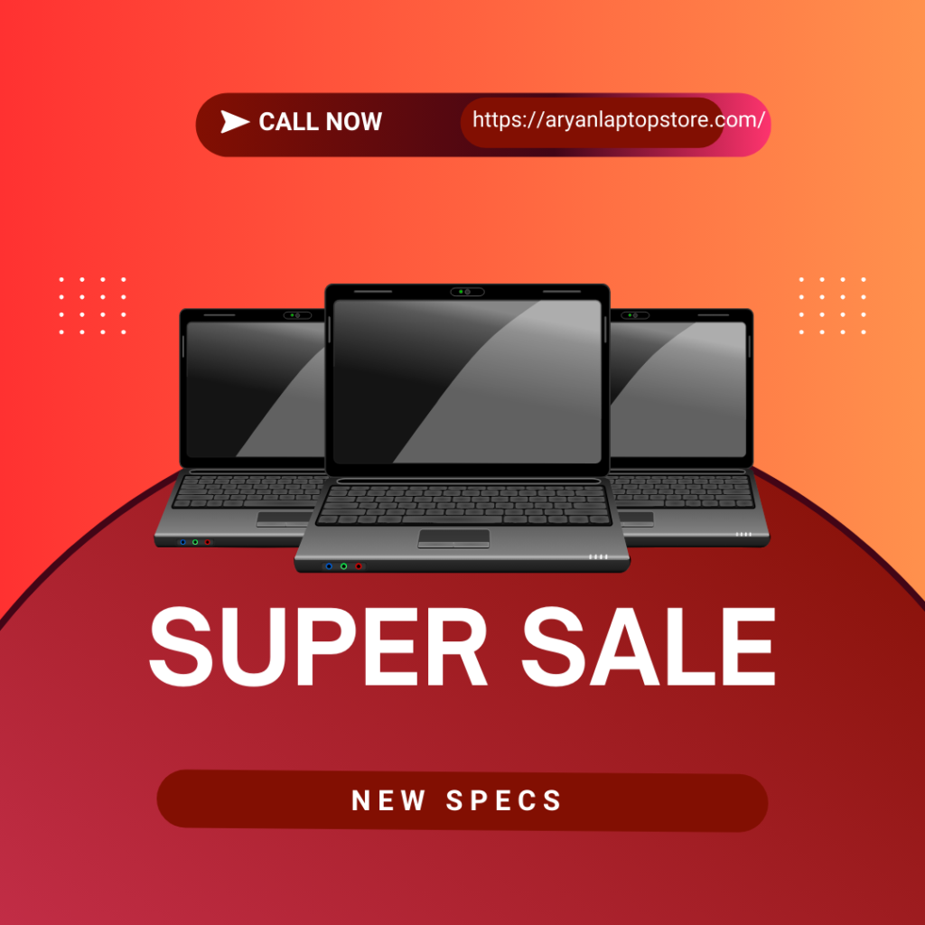 red laptop promo instagram post