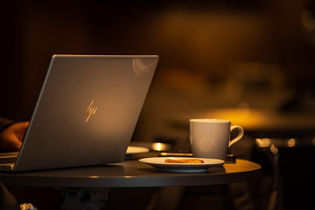 laptop, coffee, cookies, coffee break, business, hp, morning, coffee shop, cafe, coffee, hp, hp, hp, hp, hp